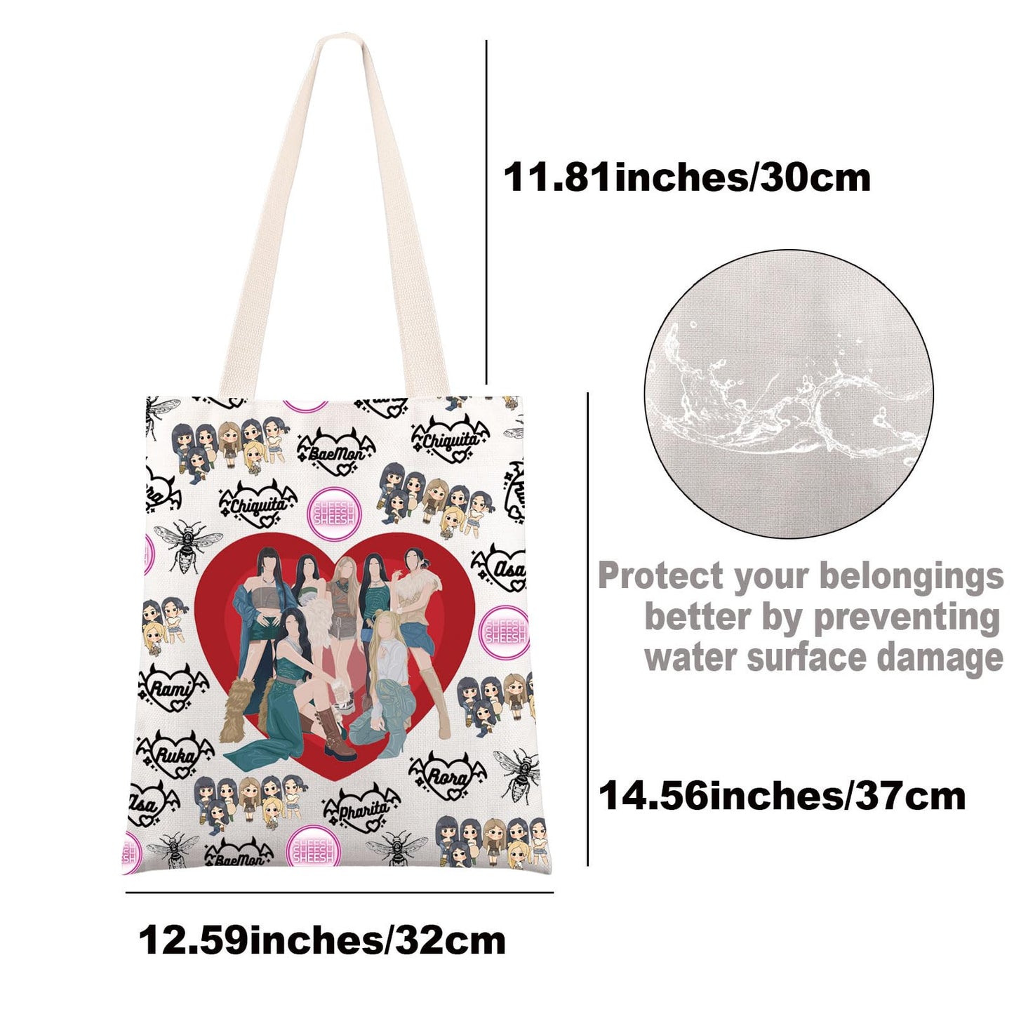 JNIAP K-Pop Group Tote Bag - K-Pop Band Fans Gifts, Music Shoulder Bag, Merchandise, Lover Gifts (sheesh tb)