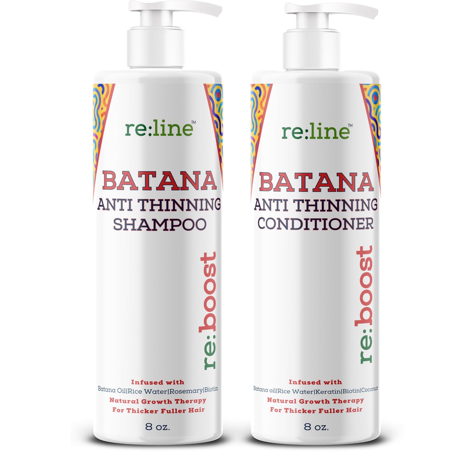 Biotin & Batana Oil Shampoo and Conditioner Set - Hair Growth Shampoo and Conditioner with Rice Water & Rosemary Oil for Enhanced Volume - Color Safe, Sulfate & Paraben Free - 8 Fl Oz Each