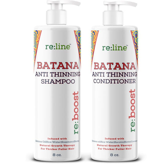 Biotin & Batana Oil Shampoo and Conditioner Set - Hair Growth Shampoo and Conditioner with Rice Water & Rosemary Oil for Enhanced Volume - Color Safe, Sulfate & Paraben Free - 8 Fl Oz Each