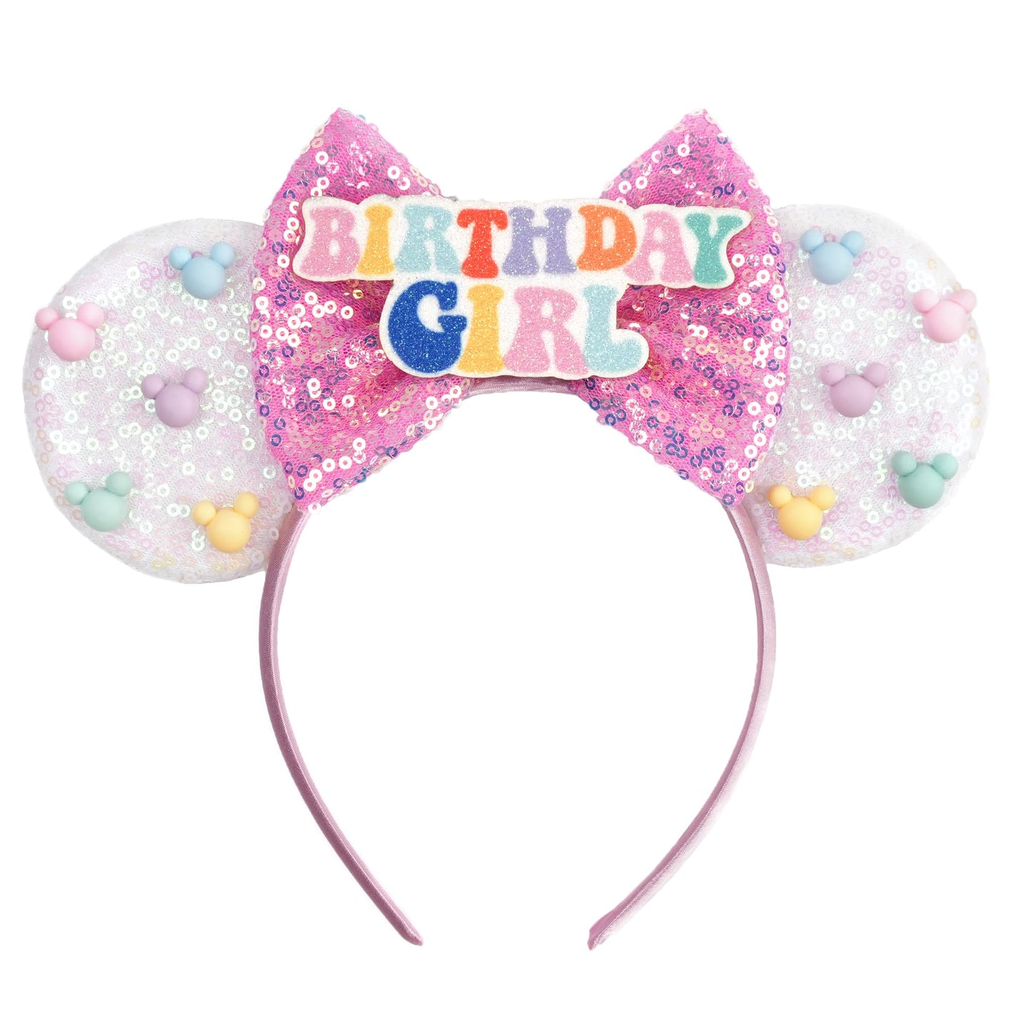 zhezesmila Mouse Ears for Women Birthday Girl Headband Sequin Ears Hair Accessories for Birthday Decorations Park Trips