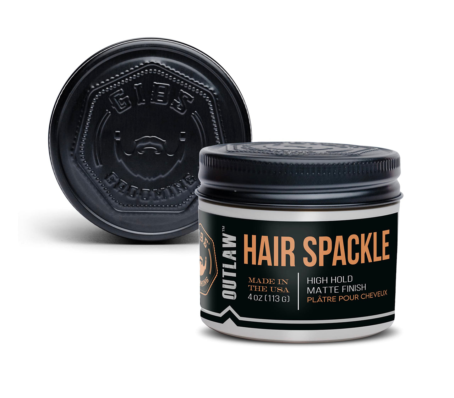 GIBS Grooming Outlaw Hair Spackle (4 oz) High Hold - Matte Finish - Pomade/Hair Clay for Men - Holy Basil & Hops Blend - Dark Plum, Clove & Black Currant Fragrance - Scalp Moisturizer - Made in USA