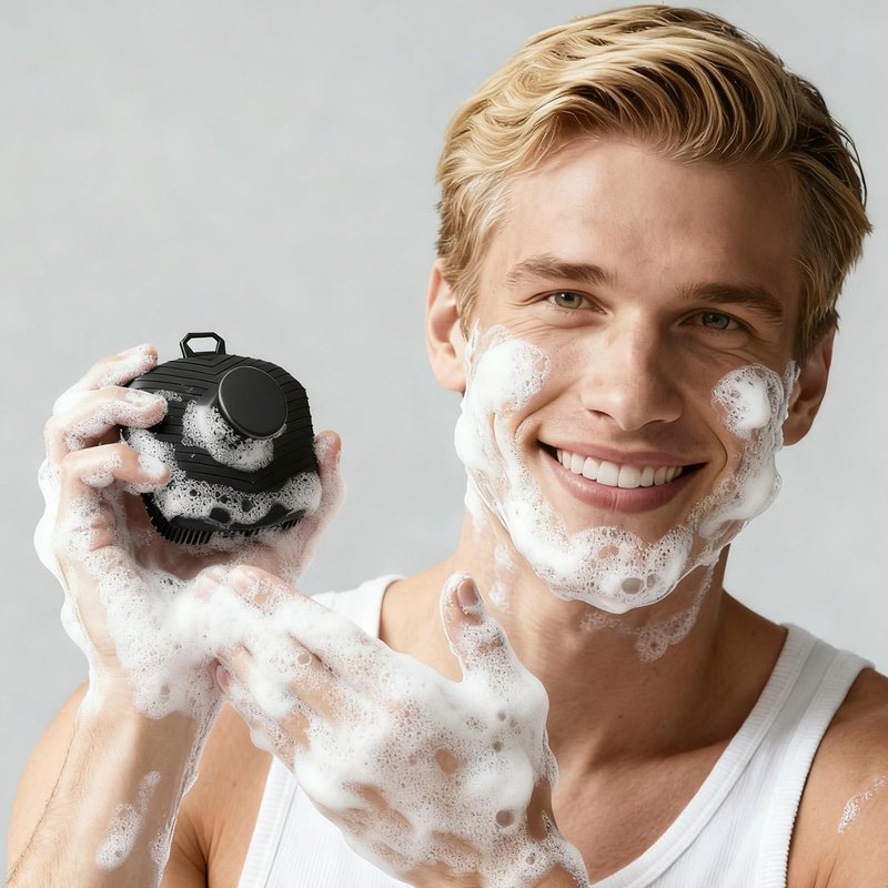 RamPula Face Scrubber & African Net, Silicone Exfoliating Brush for Men Women, Facial Cleansing Brush, Manual Waterproof Cleansing Skin Care, Blackhead Removing Pore Cleansing Massaging Face Brushes