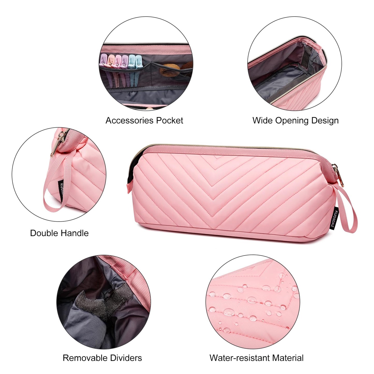 Hair Tools Travel Bag for Shark Flexstyle Dyson, Quilted Case Organizer Bag, Gift for Women Hair Accessories Storage Bag, Travel Hairdryer Portable Bag for Women, Pink