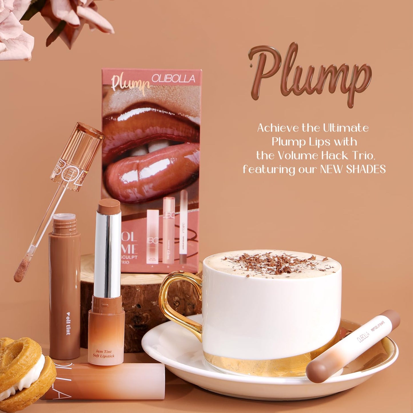 BANGFENG 3PCS Glossy Lip Combo Set – Shade with Plumping Gloss, Hydrating Melting Balm & Smooth Lip Liner for Fuller, Defined, High-Shine Juicy Lips, K-Beauty Viral Makeup Look (02# Mocha Nude)