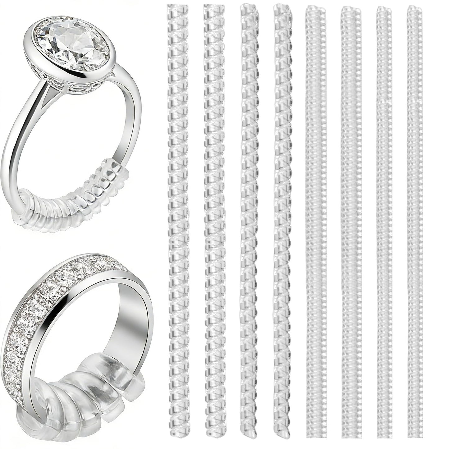 12 PcsRing Size Adjuster for Loose Rings, Invisible Ring Sizer Adjuster for Loose Rings, 4 Sizes Ring Resizer Guards Inserts Tightener Spacer Fitters for Too Big Ringsfor Women Men, Without Resizing