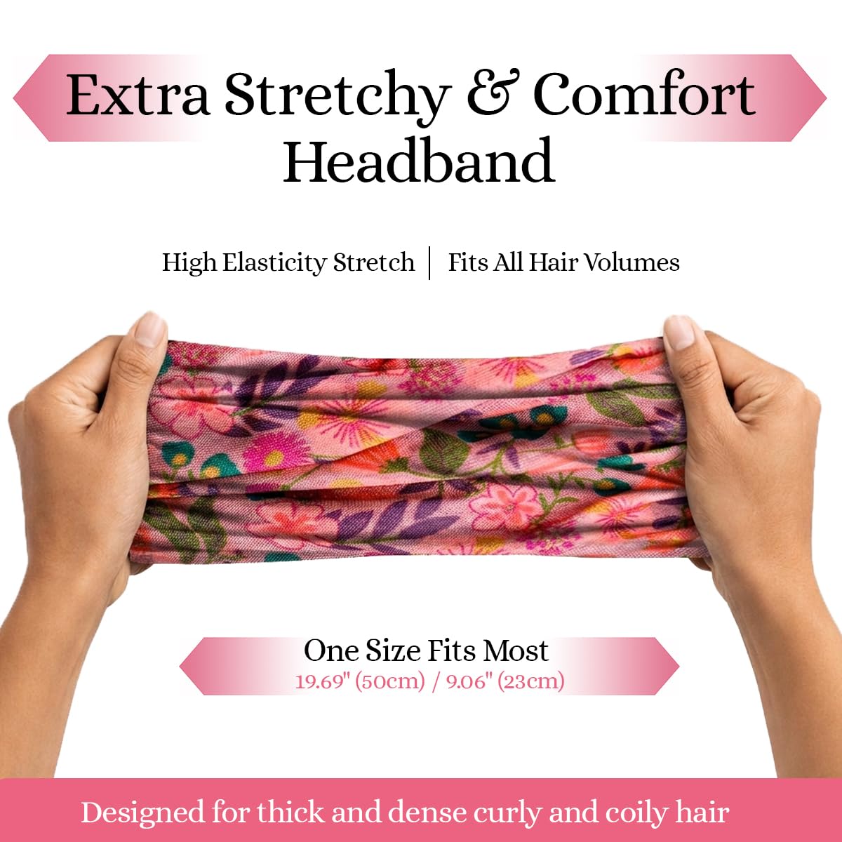 Curly Hair Headbands for Women - Stretchy Non-Slip Wide Bands | Soft Cloth Yoga Headband - Plum Blush, Adult Size