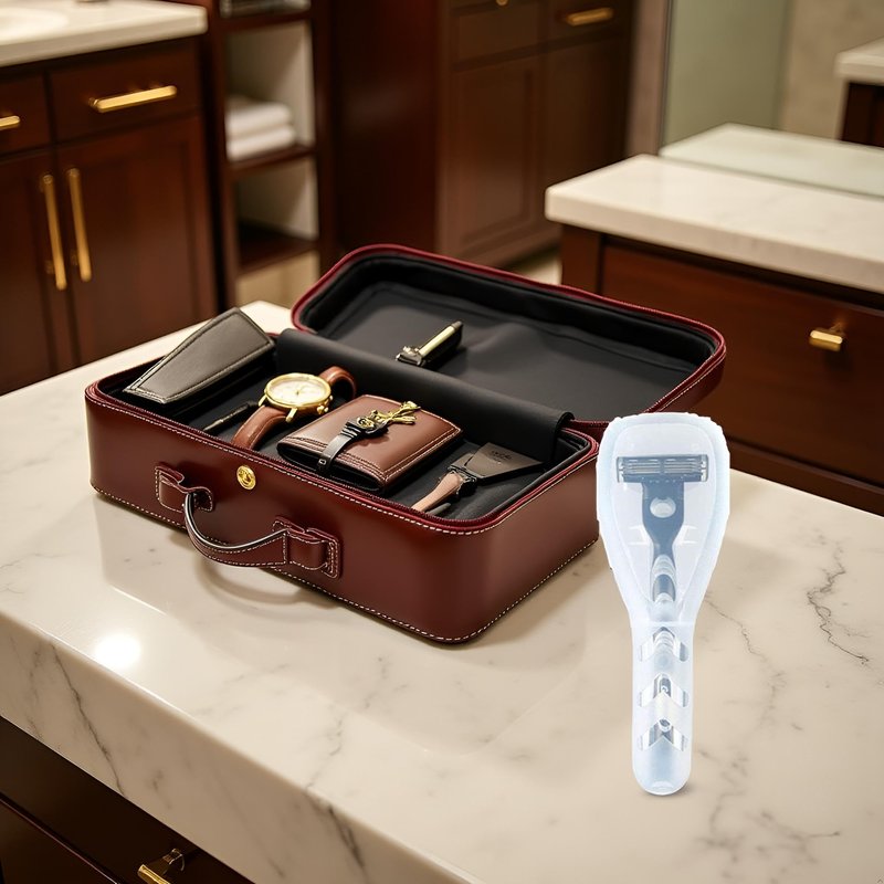 Portable Travel Razor Cover Case, Transparent Plastic Shaver Holder Protector Organizer, for Men's Manual Razors and Electric Shaver Accessories Razor Travel Case