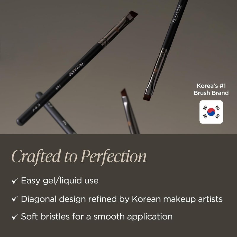 Piccasso 799 Edge Eyeliner Brush - Precision Angled Brush for Gel, Liquid & Cream | Professional Eye Makeup Tool