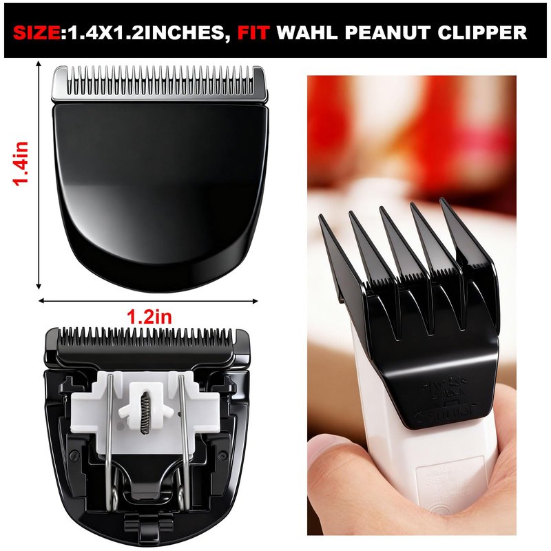 2 Pack Professional Peanut Clipper/Trimmer Snap On Replacement Blades #2068-300 - Compatible with Wahl Peanut Hair Clipper/Trimmer, Black