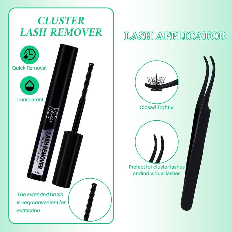 Lash Clusters Kit - Wispy Cat Eye Eyelash Extensions | 2304PCS DIY Set with Bond, Seal, Remover & Tweezers