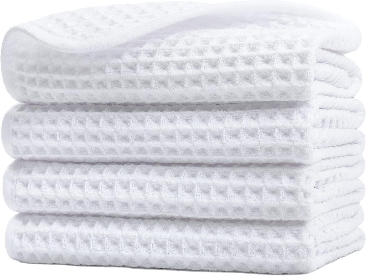 Microfiber Washcloths - Lint-Free Face Towels, 430 GSM | 13 x 13 in, 4 Pack - Waffle Weave