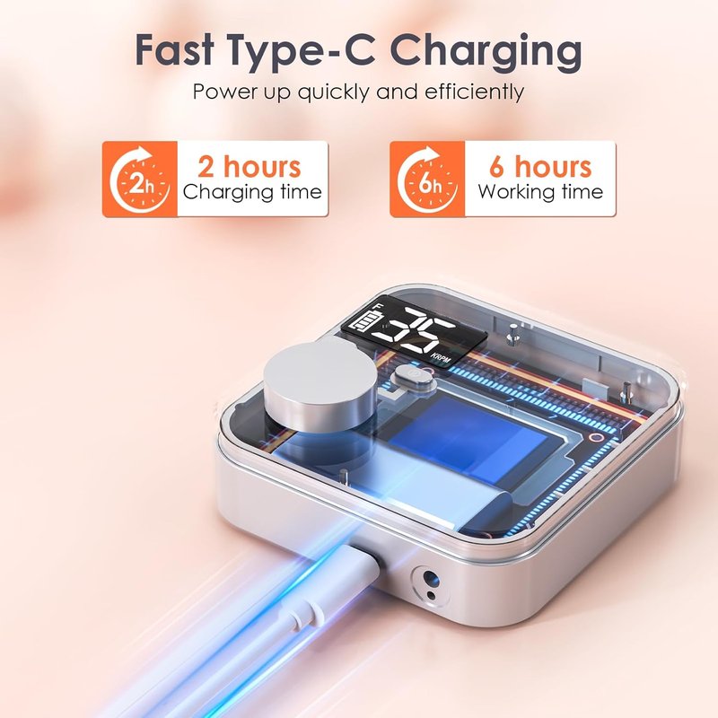 Electric Nail Drill Machine - 35000 RPM E File for Professional Nail Care | Rechargeable with Magnetic Handpiece Holder & 7 Bits