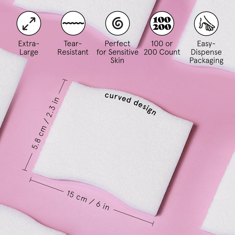 Face Pads for Toner & Essence | Lint-Free Makeup Remover (100 Count) - Soft, Durable Vegan Skincare Pads