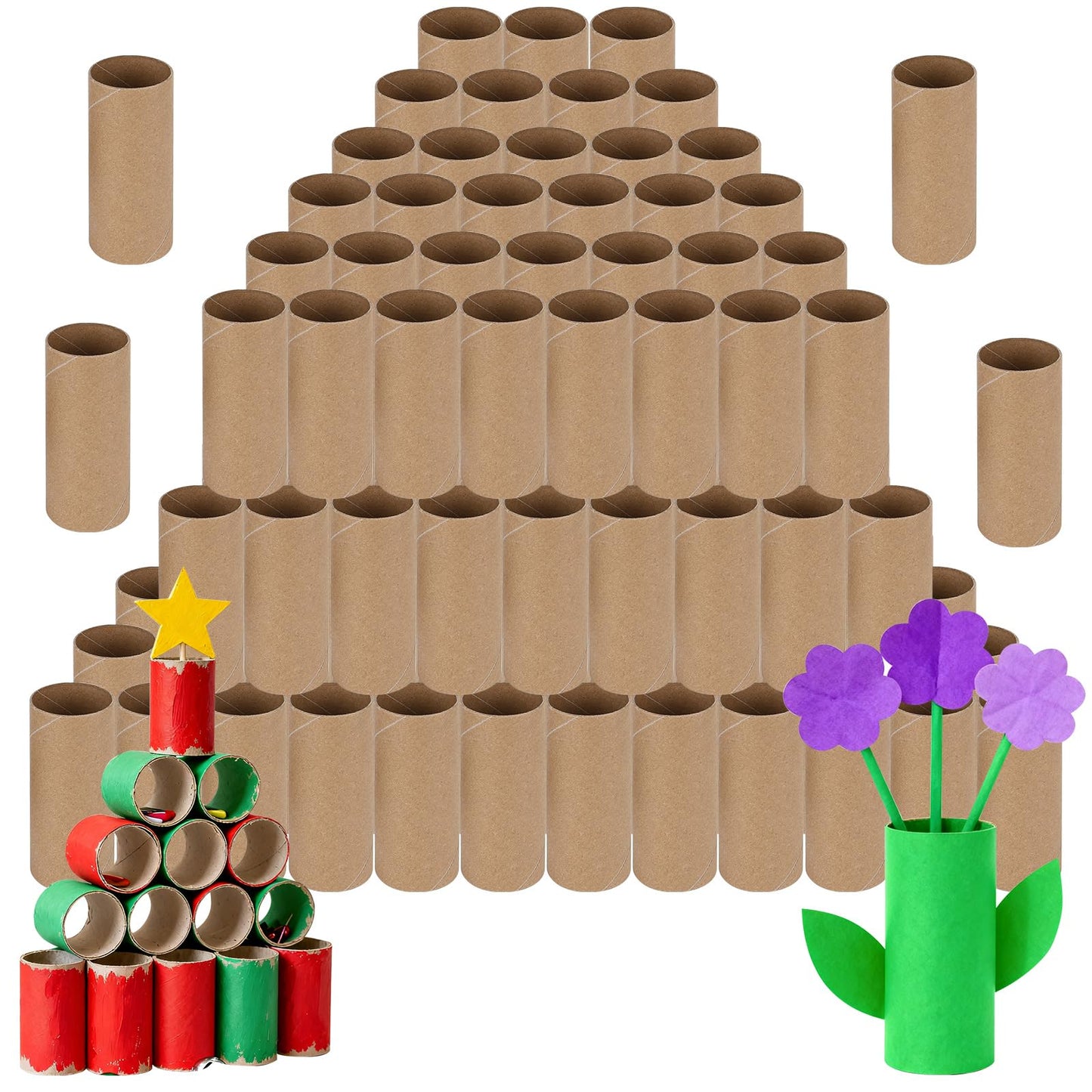 100 Pack Toilet Paper Rolls for Crafts Round Thick Cardboard Tubes Empty Paper Towel Rolls for Crafts Arts 3.7inch x 1.55inch (Brown-100pc)