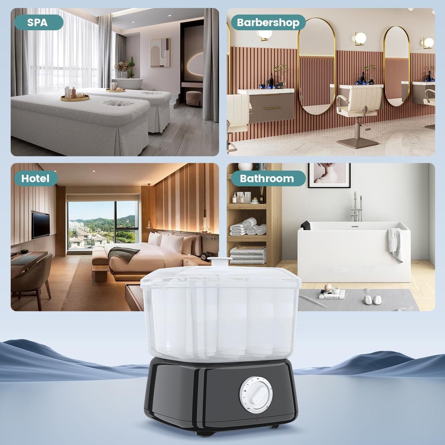 Rapid Heating Towel Warmer - Portable Mini Towel Steamer for Spa | Holds 12 Wet Towels