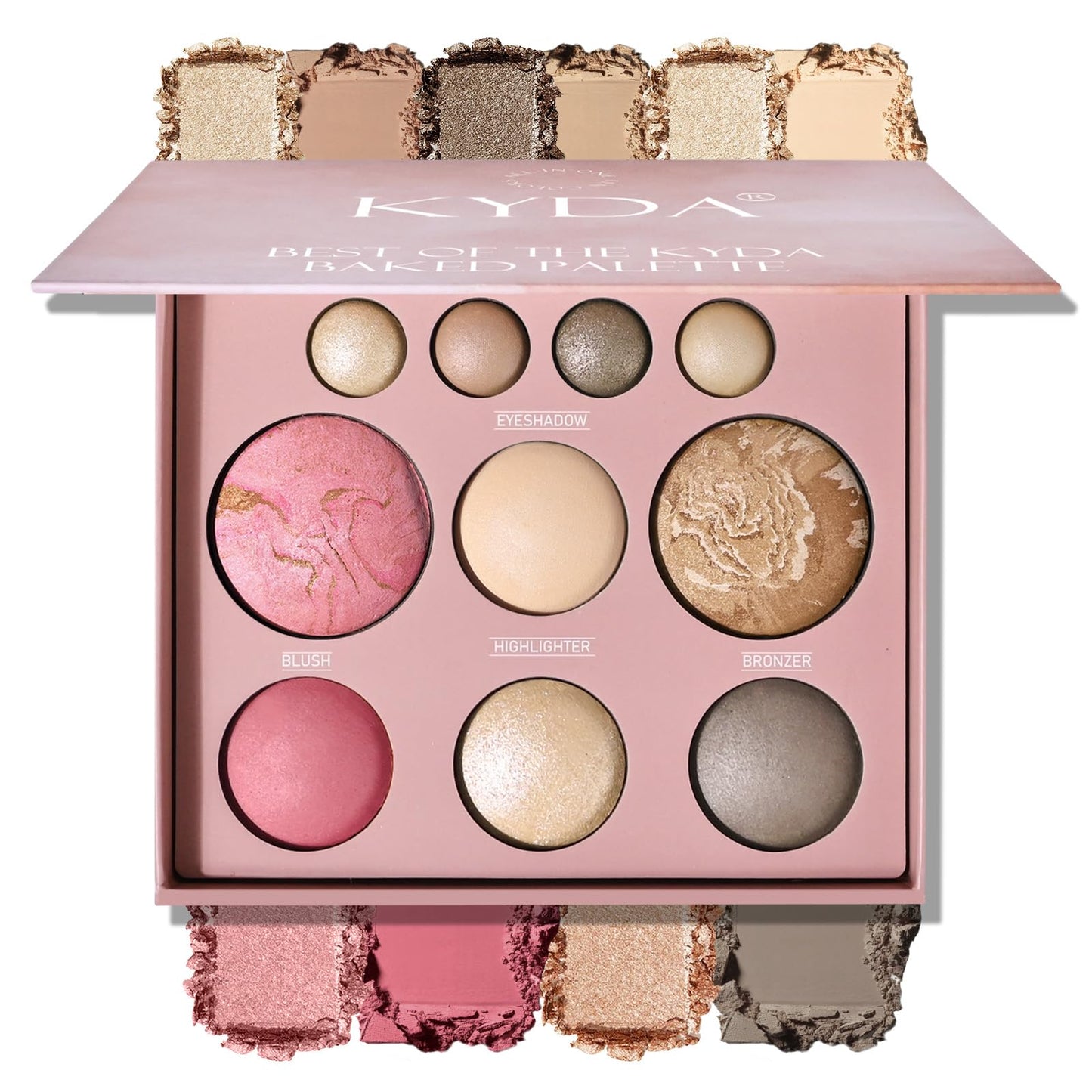 KYDA Best Of The Baked Makeup Palette for Mature Skin, 10Colors Full Size Baked Palette Includes 2 Bronzer, 2 Blush, 2 Highlighters and 4 Eyeshadows, Travel-Friendly Makeup, Longwear High Pigmented