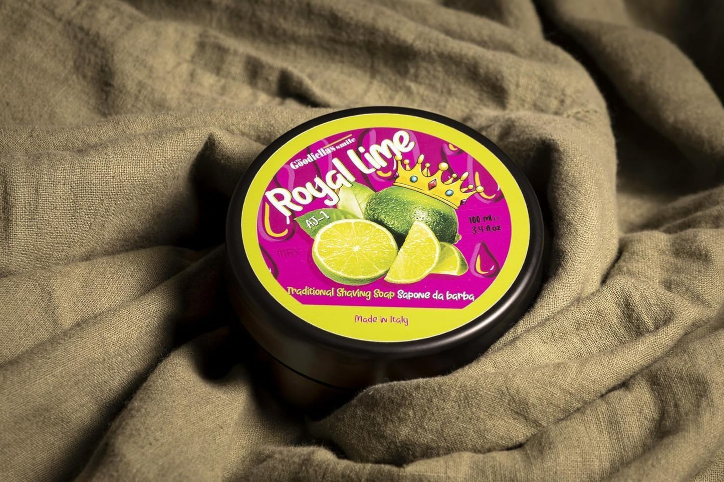 The Goodfellas’ Smile ROYAL LIME (Zesty Sicilian Lime) Italian Shaving Soap – Soft Lathering Croap for Traditional Wet Shaving with Brush, Razor & Soap Bowl
