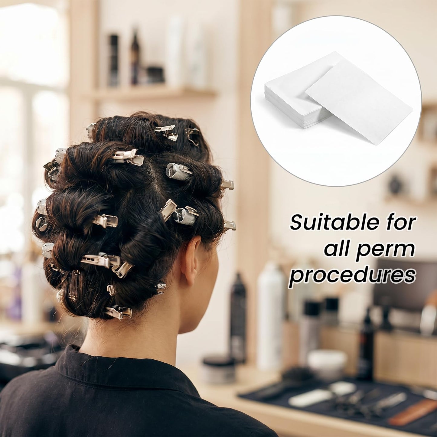 HJZHII 400Pcs End Papers for Hair, Perm Papers for Hair Disposable Salon Hairs End Wrap Paper Heat-Resistant Ended Tissue for Hairs Perm High Temperature Resistant Curling Paper for Salon Shop White