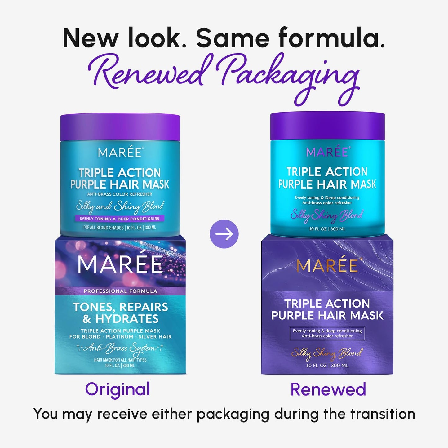 Deep Conditioning Hair Mask for Damaged Hair - Keratin Treatment for Hydration & Repair | 10 Fl Oz, Purple