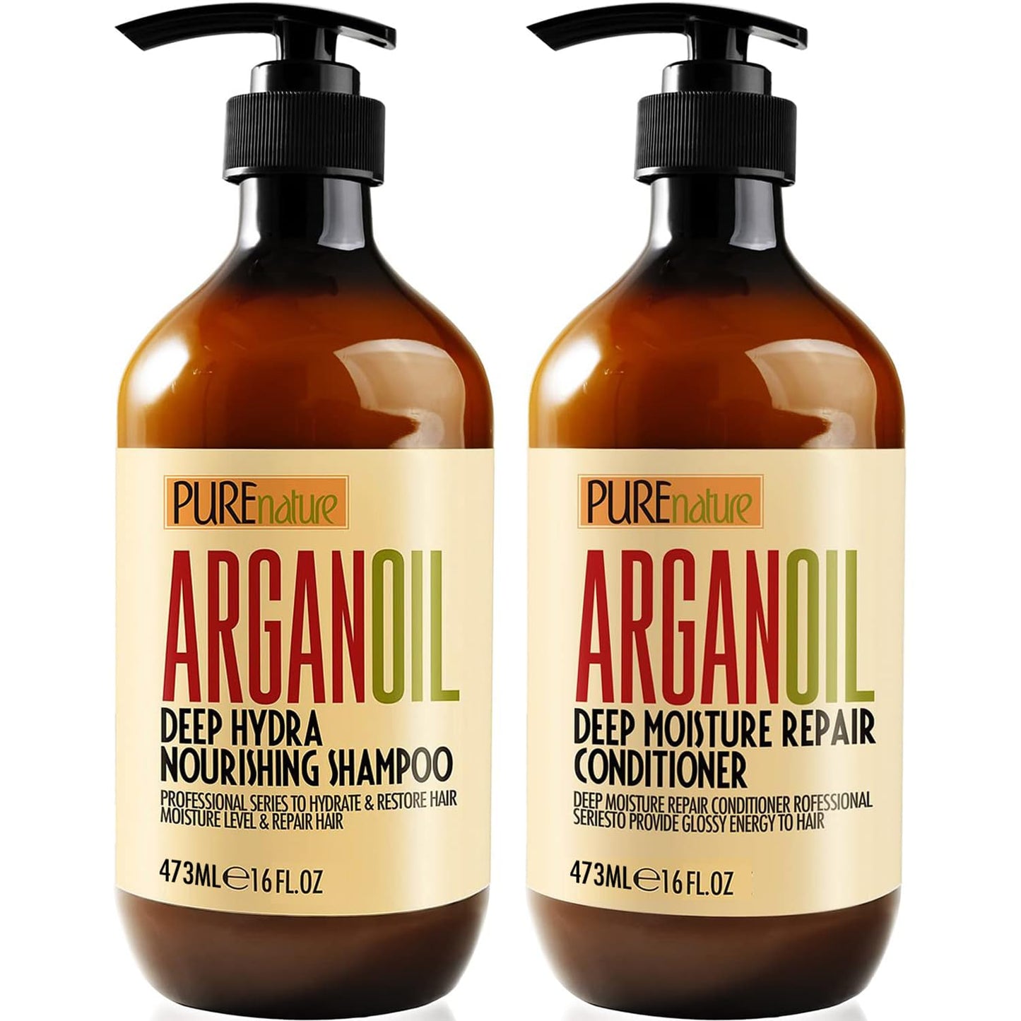 Argan Oil Shampoo & Conditioner Set - Sulfate-Free Moroccan Formula for Curly, Straight, & Damaged Hair | Moisturizing & Hydrating Treatment
