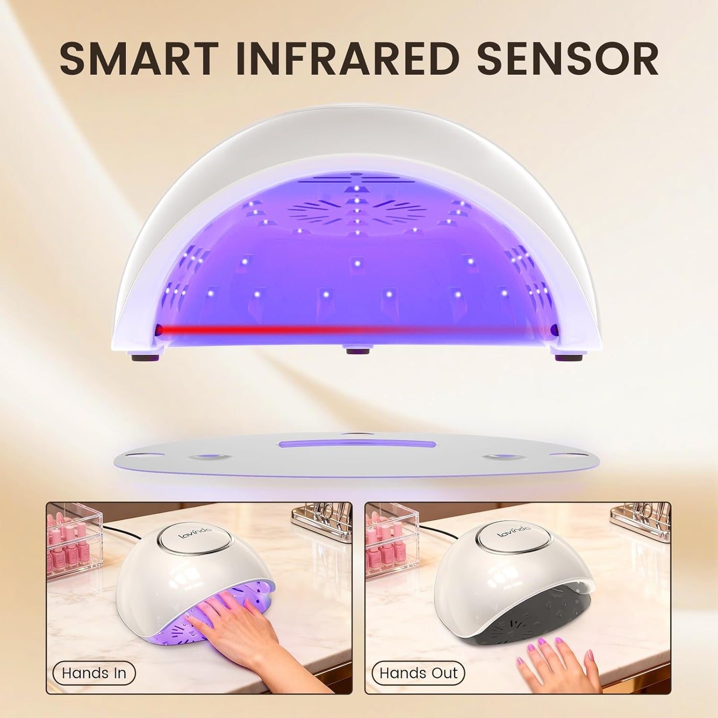 Lavinda 2-in-1 UV LED Nail Lamp - Fast Curing 54W Gel Polish Dryer | Red Light Skincare & Auto Sensor