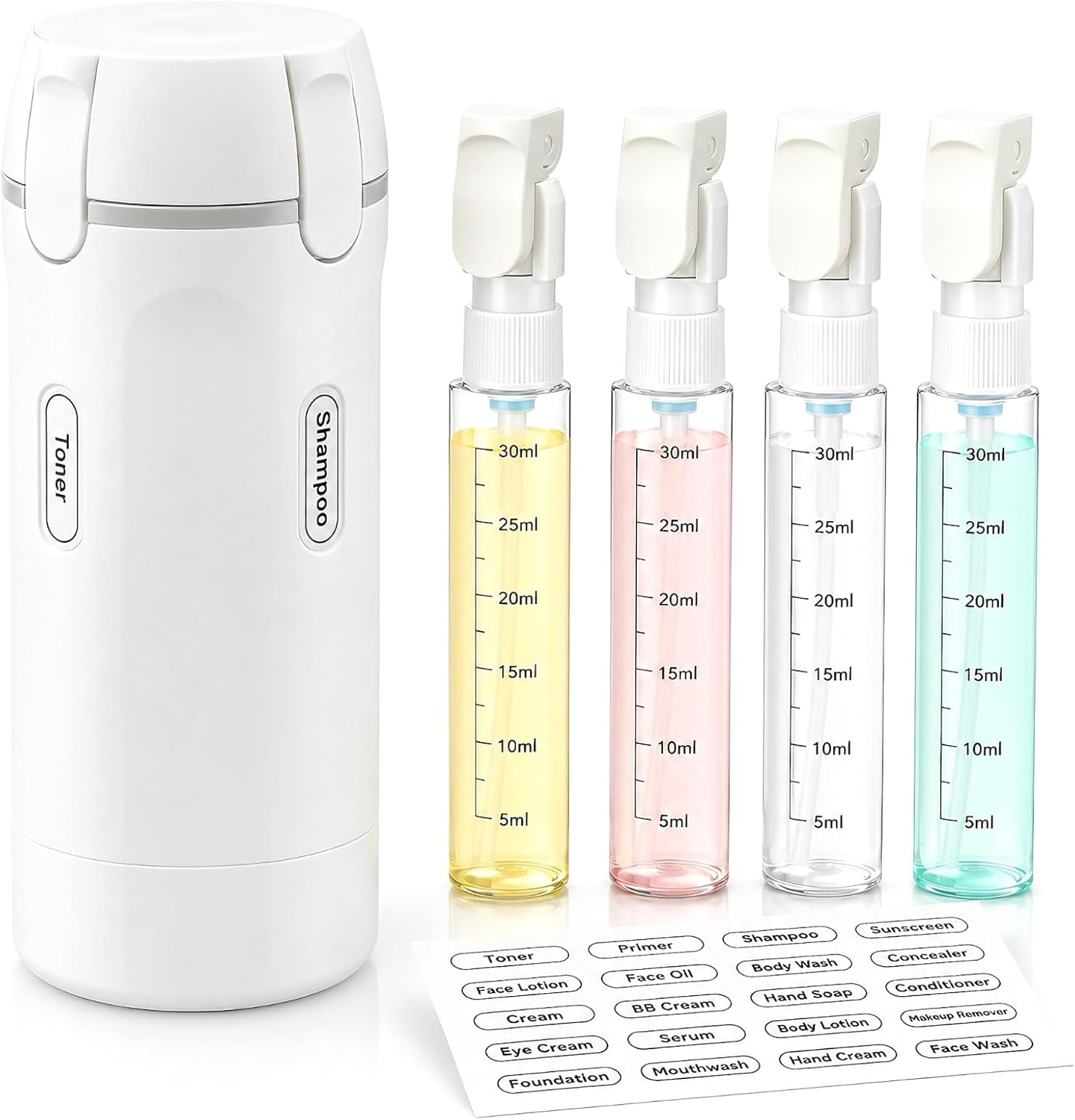 Travel Dispenser Bottle Set - 4 Pack 30ML Leakproof Refillable Containers | TSA Approved for Shampoo & Lotion