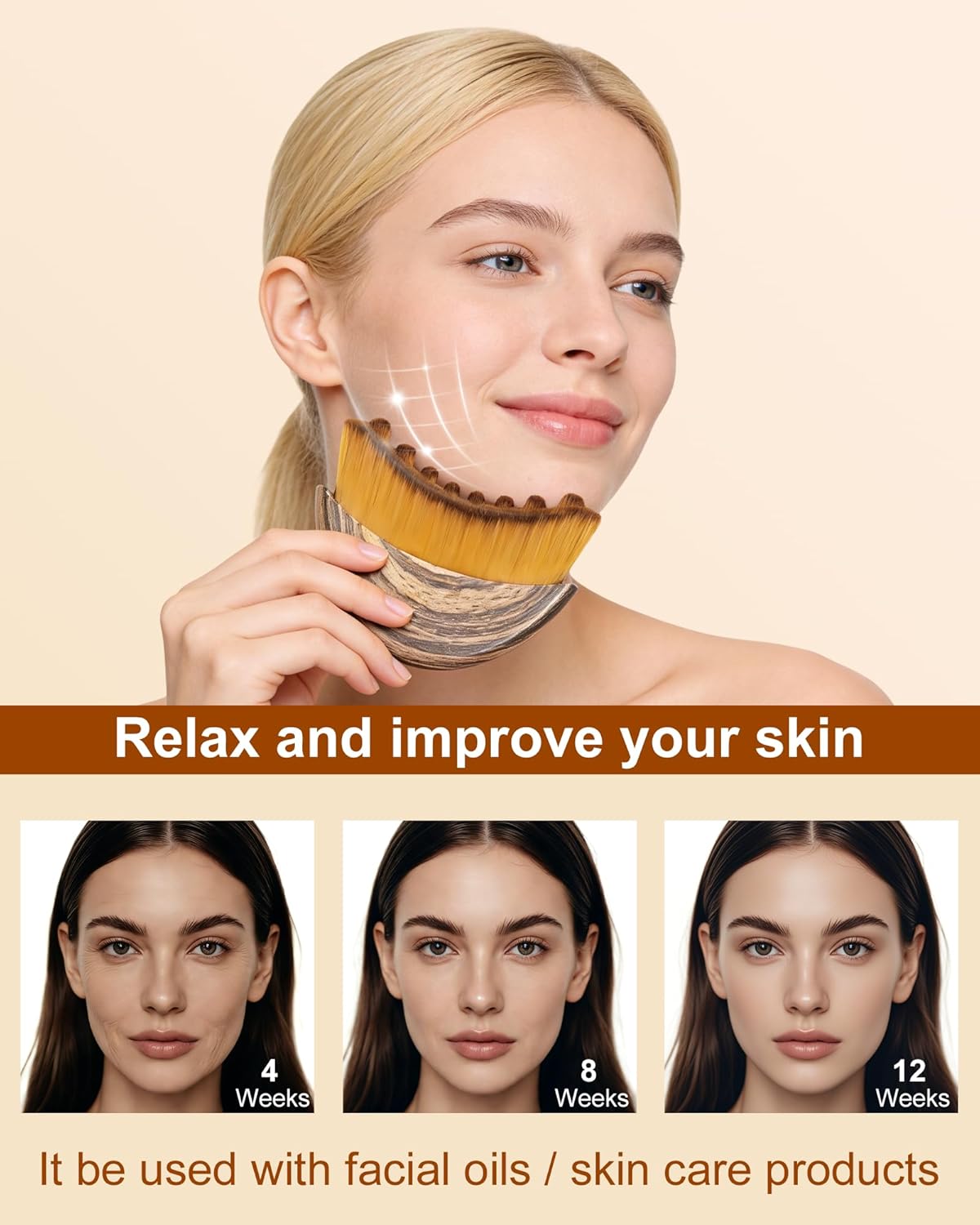 Lymphatic Drainage Face Brush Set - Soft Bristles for Sculpting & Reducing Puffiness | Ergonomic Design