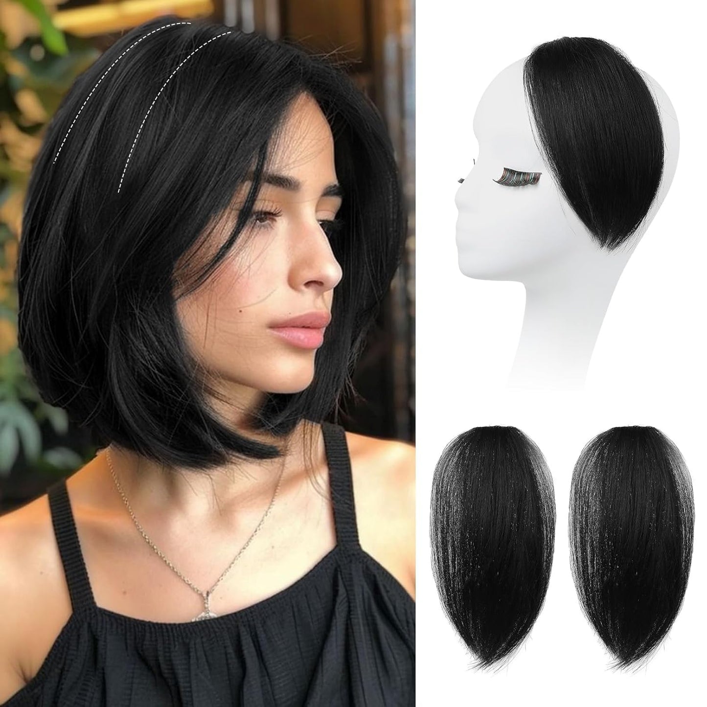 REECHO Clip In Hair Volumizer - Short Thick Hairpieces for Extra Volume | Light Brown with Blonde Highlights, 8 Inch (Pack of 2)