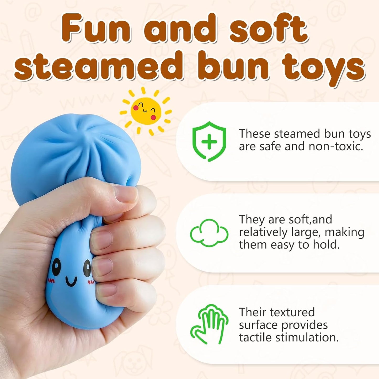 Squishy Dumpling Toy - Jumbo Mystery Fidget Stress Relief | Soft Decompression Dough for Kids & Adults - Blue