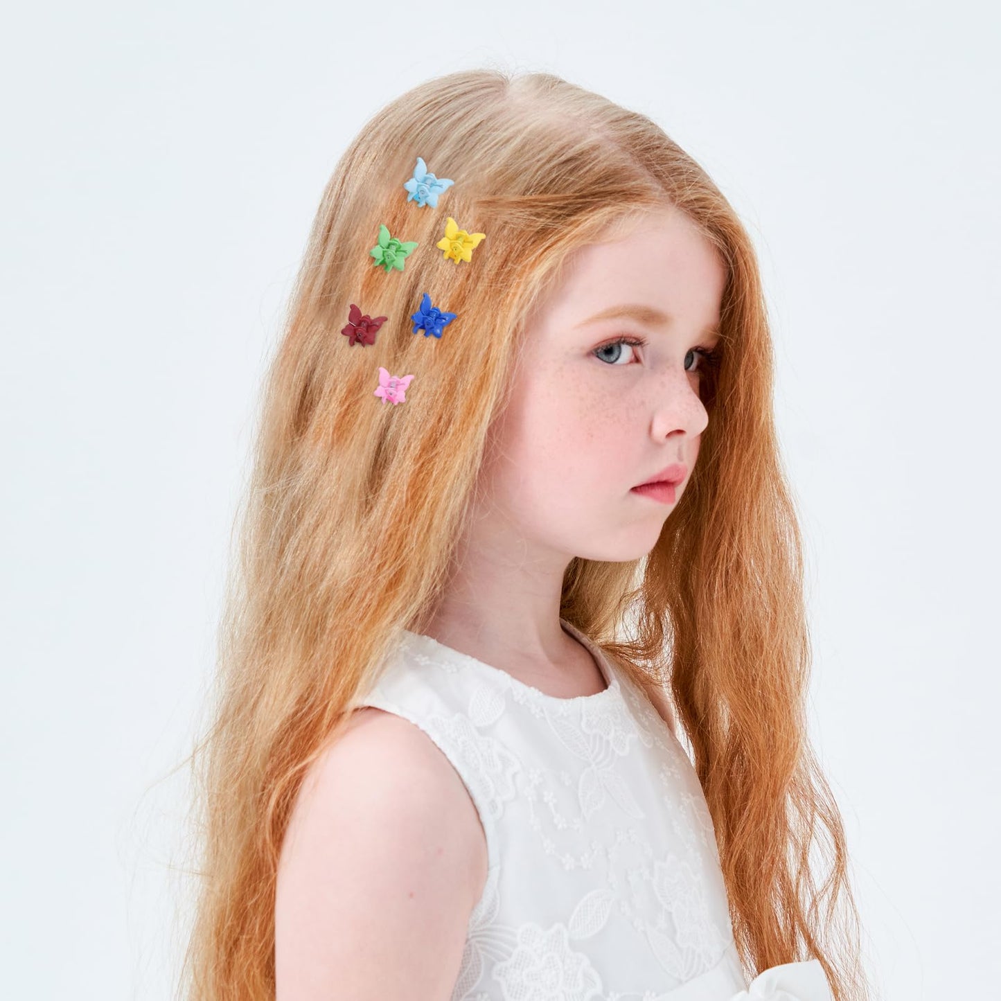 choicbaby 128pcs Baby Girls Hair Clips 3 Styles Mini Claw Clips Small Flower Butterfly Claw Jaw Hair Clips Hair Barrettes Accessories for Women Girls Kids Teens with Organizer Box