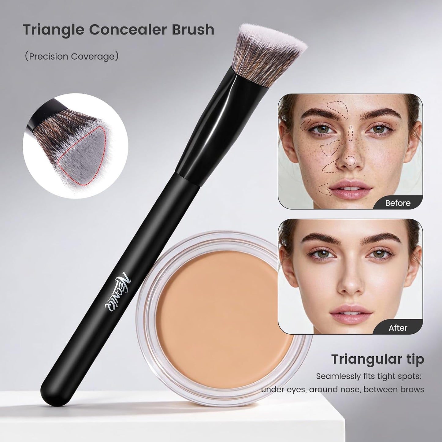 14 PCS Makeup Brush Set - Professional Foundation, Concealer & Eyeshadow Brushes | Versatile Black Makeup Tools