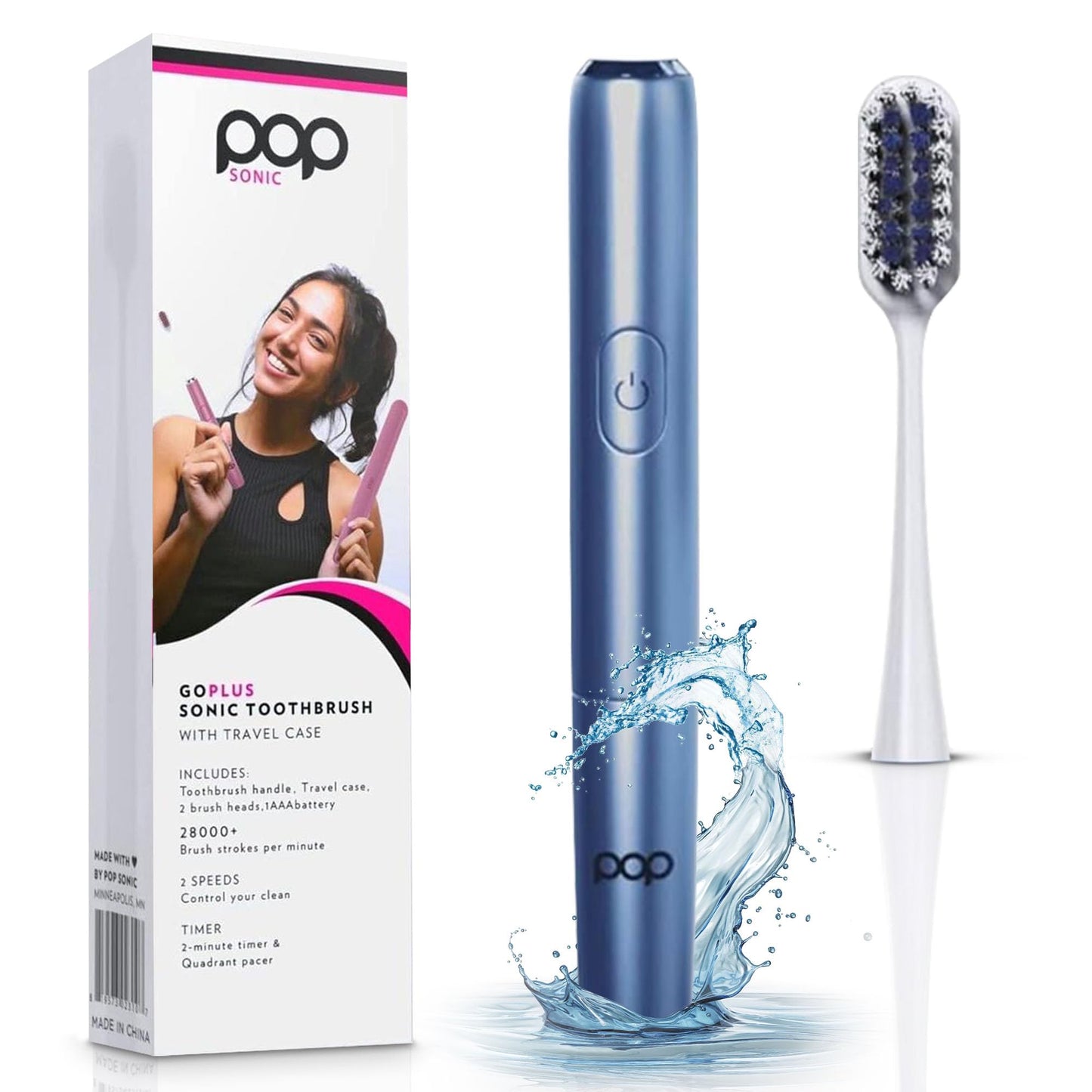 Go Plus Sonic Toothbrushes for Adults w/Electric Toothbrush Case - Electric Toothbrush for Adults & Kids - Sonic Toothbrush w/ 2 Speeds - 18000-24000 Vibrations Per Minute (Brilliant Blue)