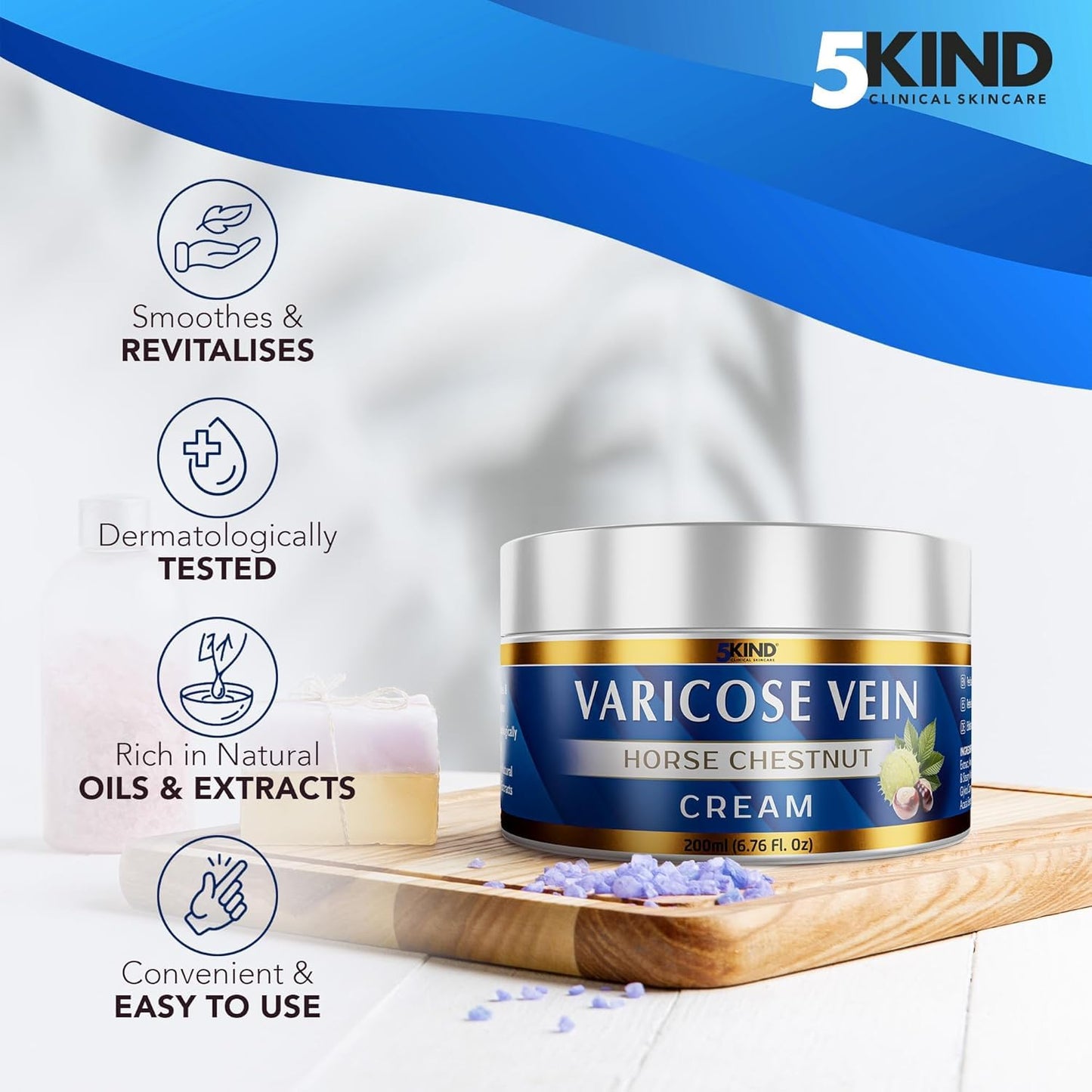 Varicose Veins Treatment Cream - Horse Chestnut, Zinc & Arnica | 6.76 Fl Oz for Improved Appearance & Comfort