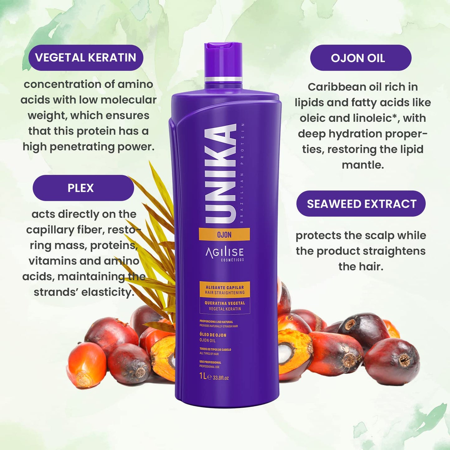 AGILISE UNIKA Hair Straightening Cream - Formaldehyde-Free Brazilian Blowout | Smoothing Treatment, 33.8 fl oz / 1L