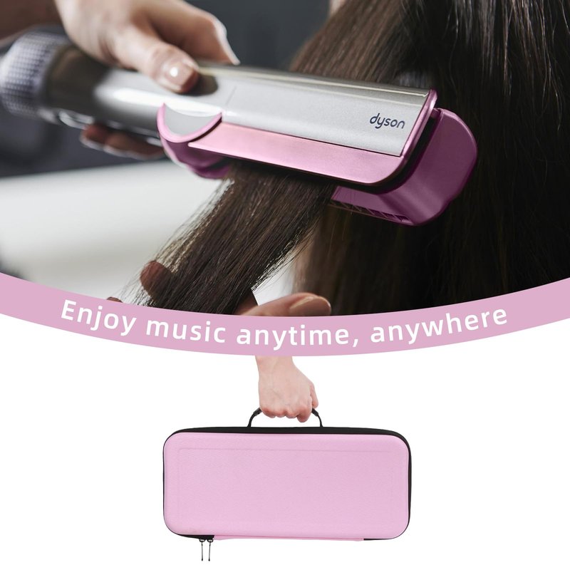 LIUIIVIRI Hard Travel Case Compatible with Dyson airstraight HT01 Hair Straightener & Power Supply, Waterproof and Shockproof Storage carrying case (Pink)