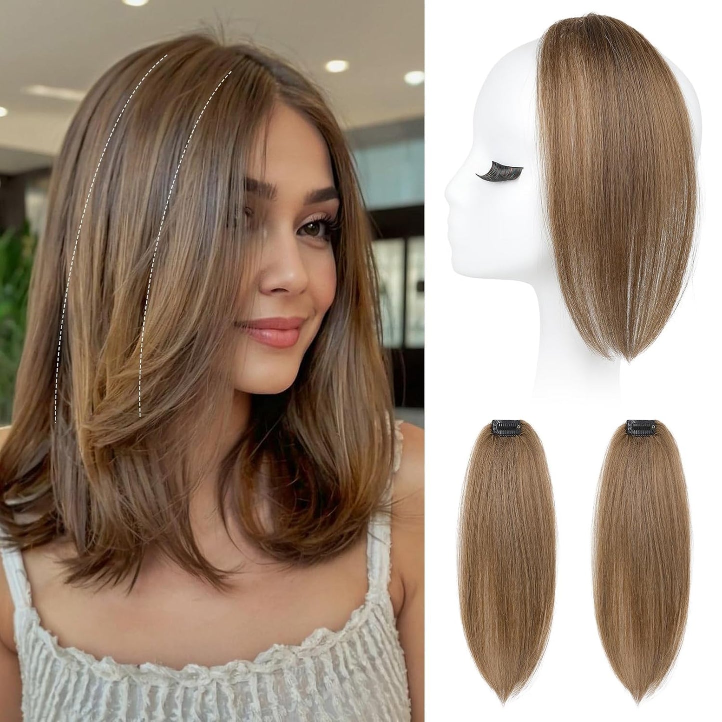 Clip In Hair Volumizer - 12 Inch Thick Hairpieces for Extra Volume | Off Black, 2PCS