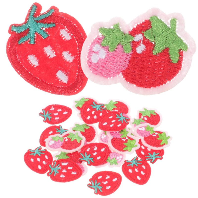 Ciieeo 60 pcs Sewing Embroidered Decoration Strawberry Iron Hats Iron-on Jeans Re Sew Applique Clothing T-Shirts Clothes Decor Back Accessories Ironing Patch Appliques for Replacement