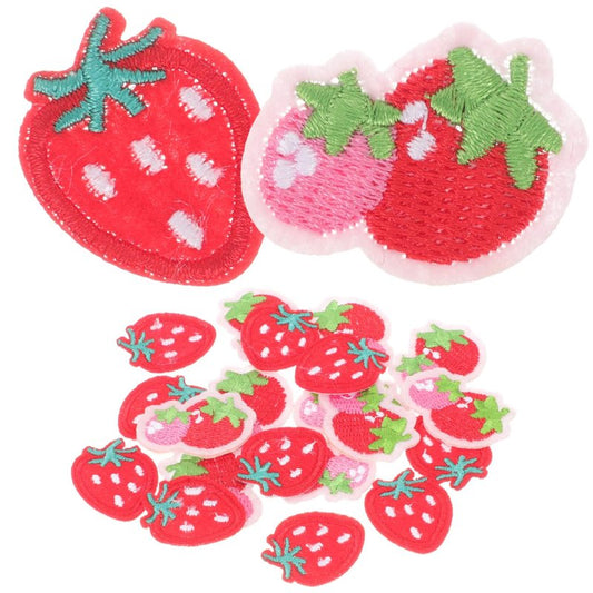 Ciieeo 60 pcs Sewing Embroidered Decoration Strawberry Iron Hats Iron-on Jeans Re Sew Applique Clothing T-Shirts Clothes Decor Back Accessories Ironing Patch Appliques for Replacement