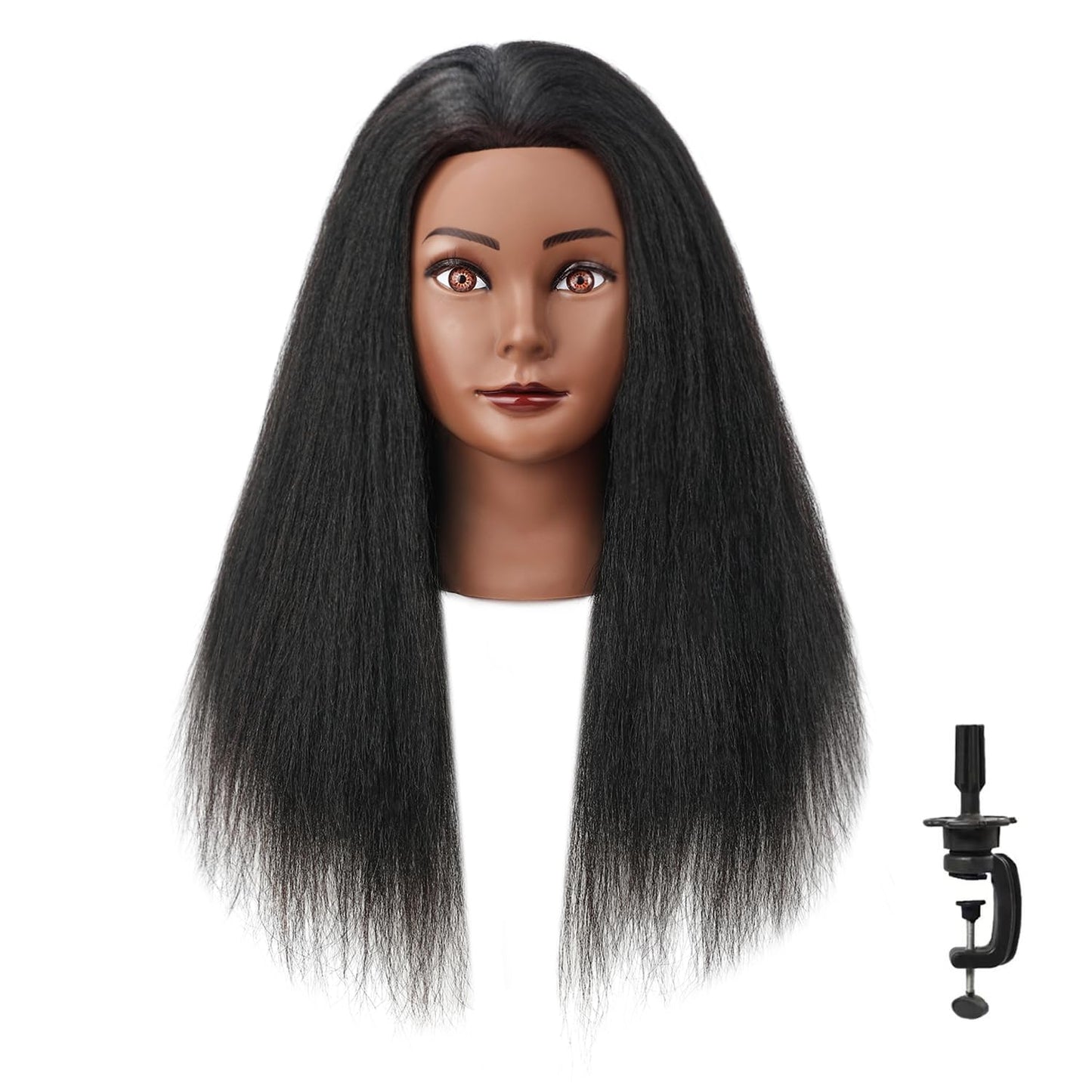 Real Hair Mannequin Head - 16" Cosmetology Training Doll for Hair Styling & Braiding | Black