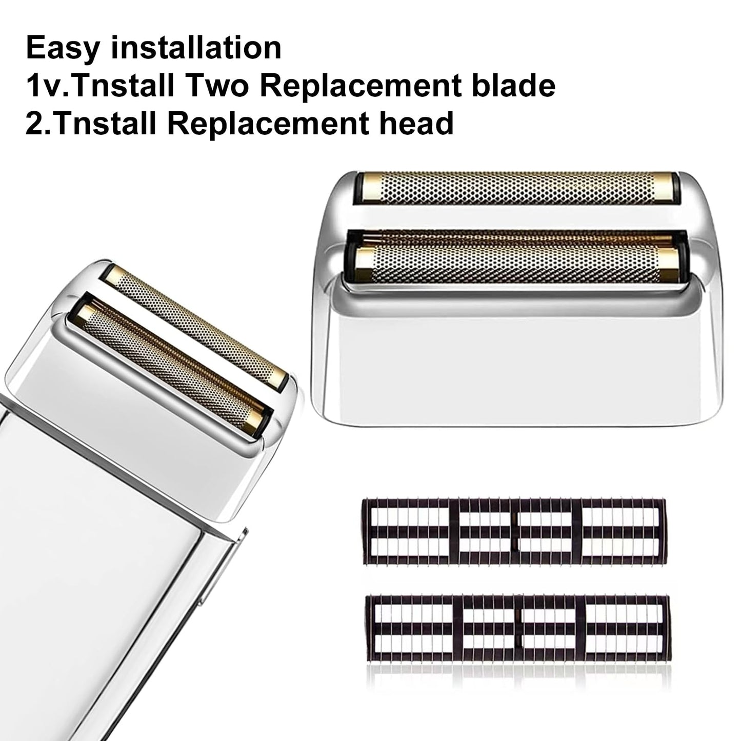 Silver Replacement blades Foil and Cutters Compatible with BaBylissPRO Barberology FXFS2 Shaver foil Replacement Heads(1 pack ）
