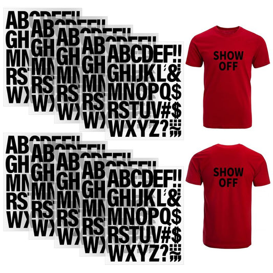 10 Sheets 440 Pieces Iron on Letters for Clothing, 2 Inch Heat Transfer Letters, Black Iron on Vinyl Letters with A-Z PU Alphabets Sticker for Fabric, Jersey T-Shirt Printing DIY Craft