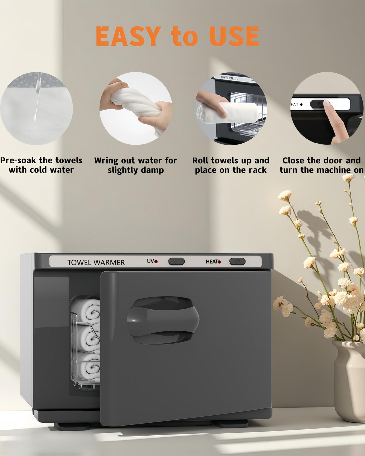 Asiakarn Towel Warmer, Hot Towel Warmers Spa, 8L Professional Mini Towel Warmer, Towel Warmer for Facials. (Black)