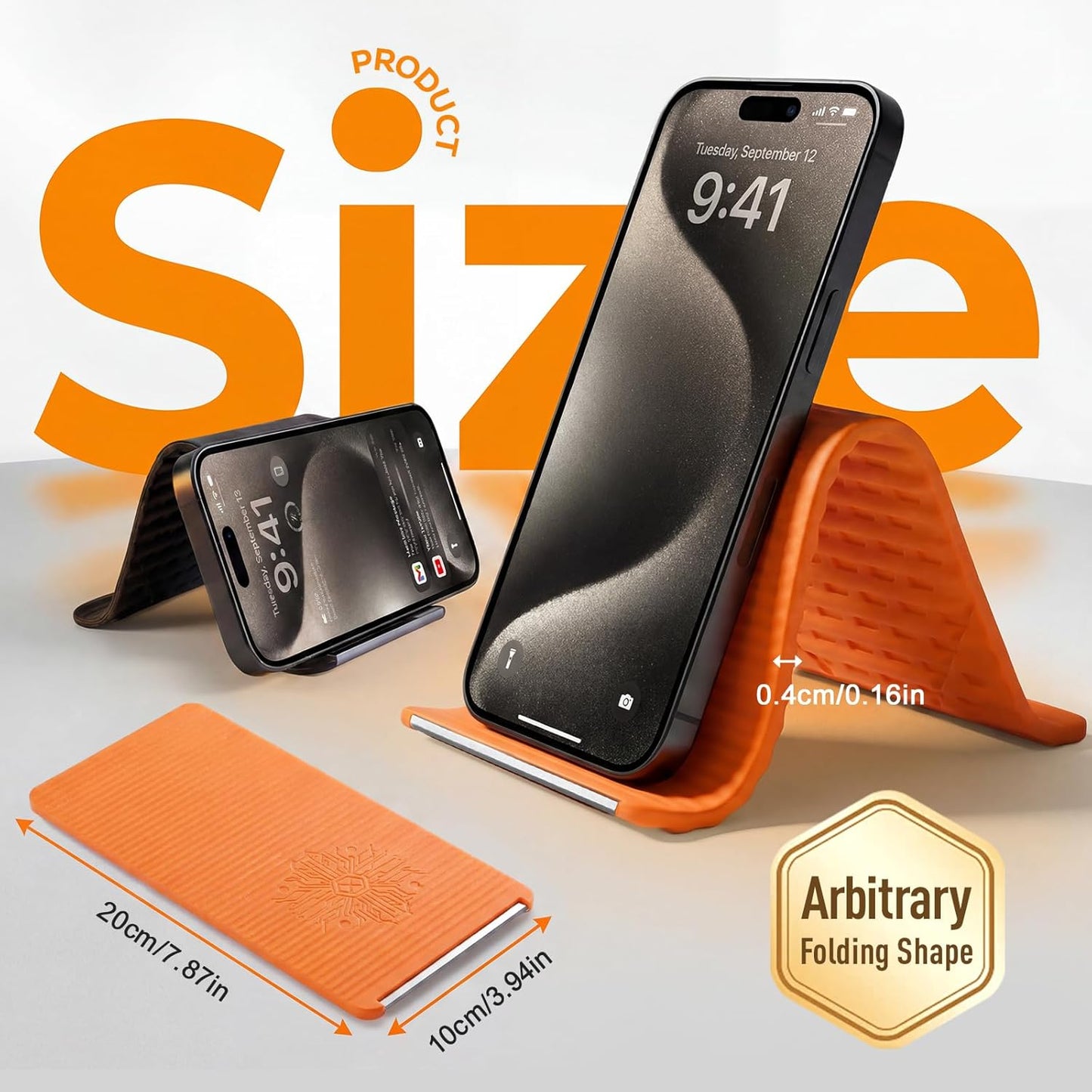Adjustable Silicone Phone Stand - Anti-Slip Foldable Holder for Tablets & Laptops | Orange