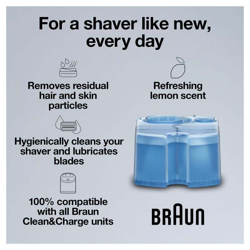 Braun Clean & Renew Refill Cartridges CCR, Replacement Shaver Cleaner Liquid Solution for Clean&Charge System, Pack of 3