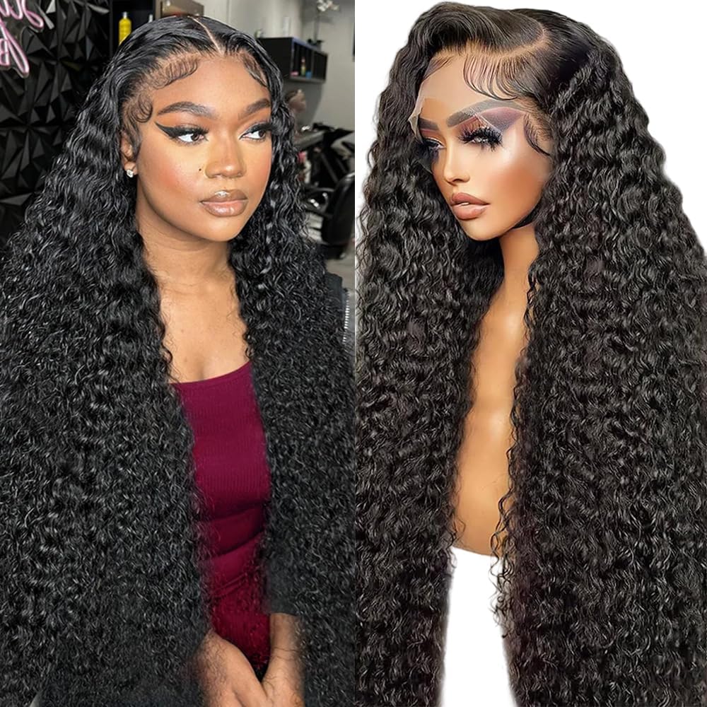 Burgundy 250 Density Human Hair Wig - 30 Inch 13x6 Deep Wave Lace Front | Pre-Plucked HD Transparent Lace Frontal for Women