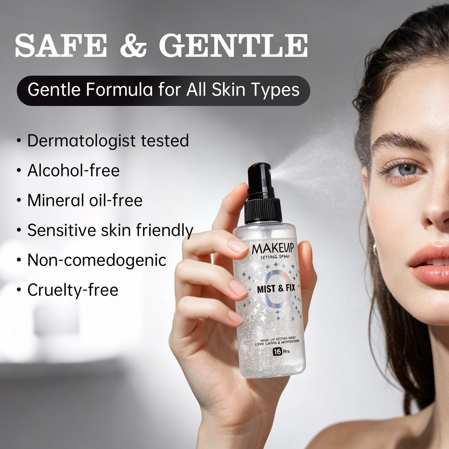 Setting Spray for Makeup, 16 Hr Long Lasting Fixing Spray Waterproof Transfer Resistant, Lightweight Hydrating Setting Mist with Shimmer Dewy Finish, Face Primer Make Up for All Skin Types, 3.72 Fl Oz