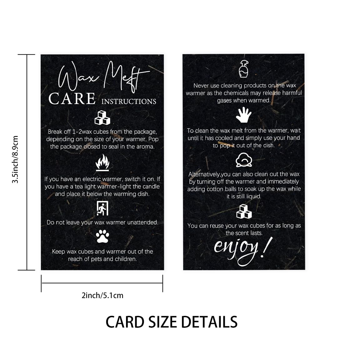 PLIGREAT 60 Pcs Wax Melting Furnace Care Instruction Cards Wax Warmer User Guide Card for Small Business Handmade Candles Store Supplies Wax Melter Accessories Gift Box Package Insert Cards