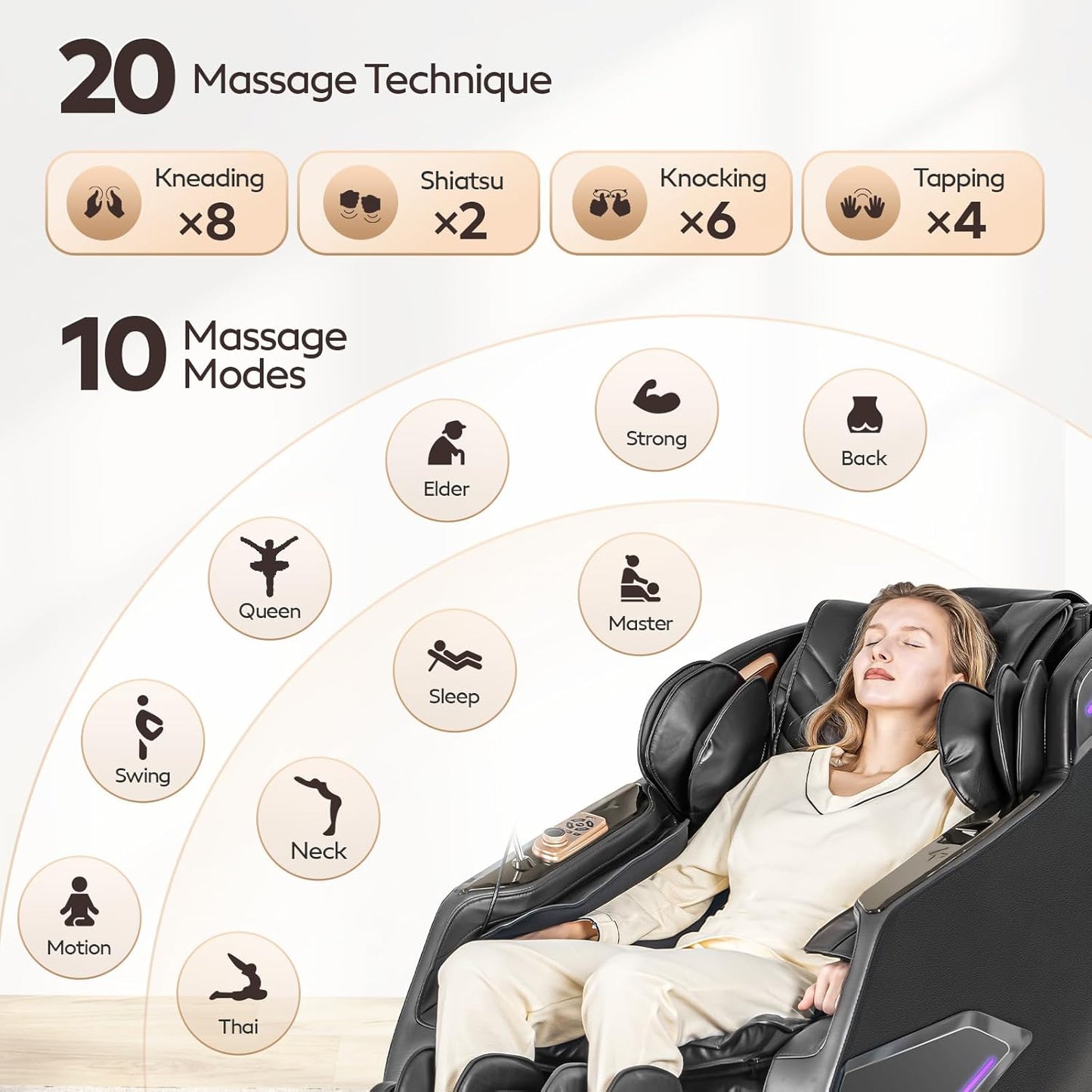 4D Full Body Massage Chair - Zero Gravity SL-Track Shiatsu Recliner with Core Heating & 20 Techniques | Deep Yoga Stretch & Foot Rollers