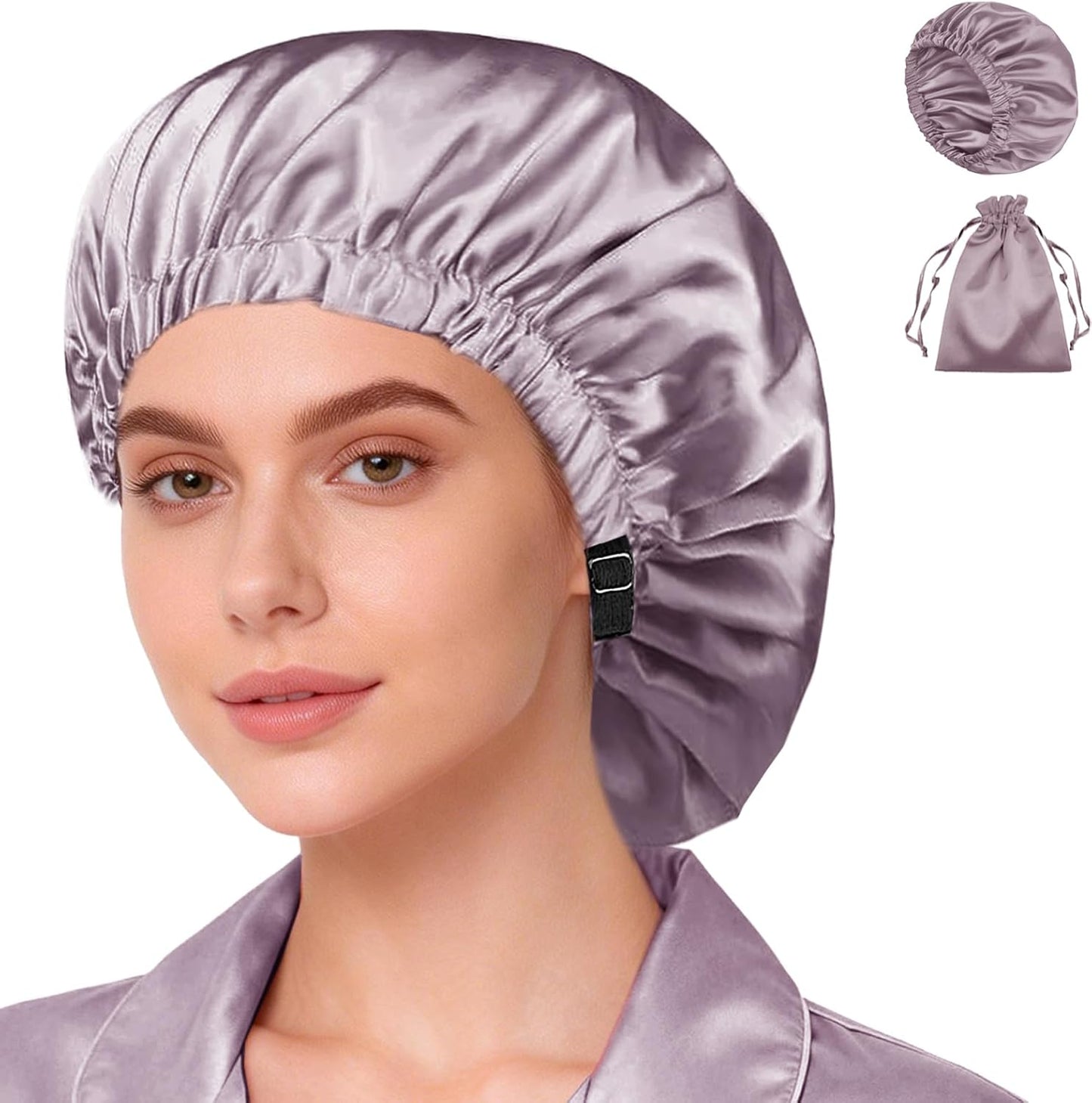 Silk Satin Bonnet Set - Soft Sleep Caps for Curly Hair | 2-Pack, Women's Night Bonnets