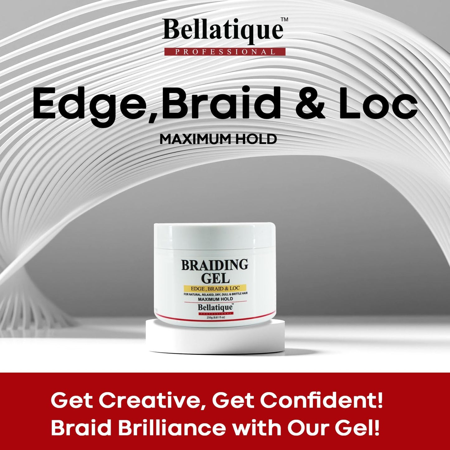 Edge Control & Braiding Gel for Natural Hair - Maximum Hold, No Flaking, Fast Drying | 8.8 oz